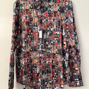 Paisley & Gray Shirt Mens XL/18 Slim Fit Bar Back Print Liquor Bottles NEW